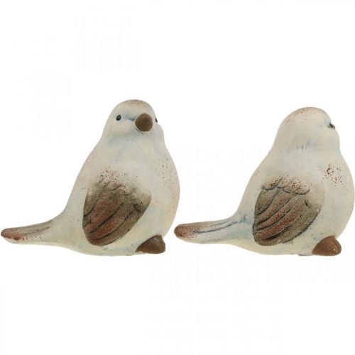 Floristik24 Keraminiai paukščiukai, pavasariniai, dekoratyviniai paukščiai balti, rudi H7/7,5cm 6vnt