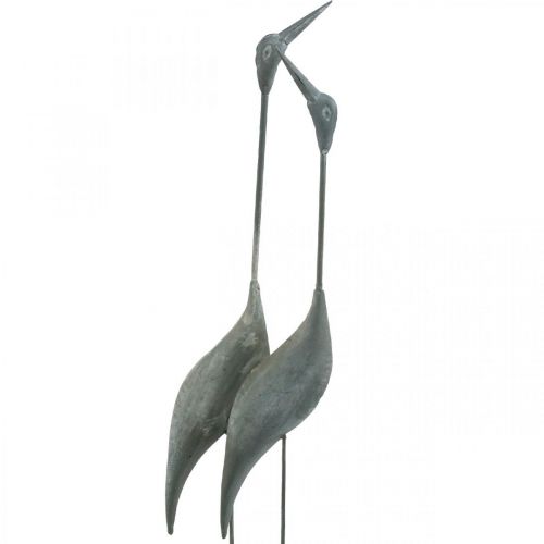 Floristik24 Paukščių pora, metalinė dekoracija, vandens paukštis Sidabrinė, skalbta balta H74cm