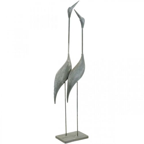 Floristik24 Paukščių pora, metalinė dekoracija, vandens paukštis Sidabrinė, skalbta balta H74cm