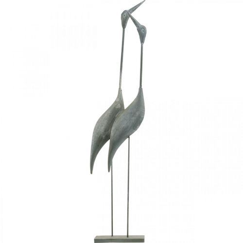 Floristik24 Paukščių pora, metalinė dekoracija, vandens paukštis Sidabrinė, skalbta balta H74cm