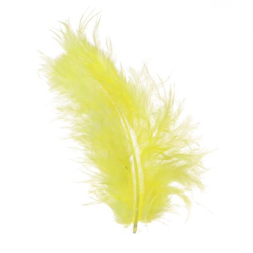 Floristik24 Paukščių plunksnos geltonos rankdarbiams dekoratyvinės plunksnos 5cm - 10cm 20g