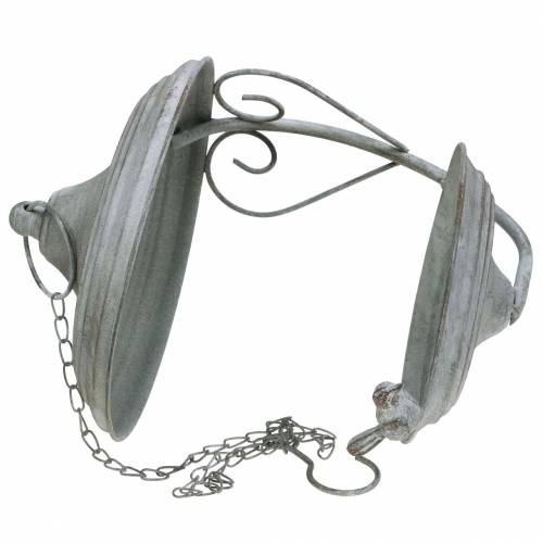 Floristik24 Lesyklėlė paukščiams pakabinti metalinė pilka, rūdžių, balta skalbta Ø21cm H27cm