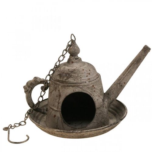 Floristik24 Dekoratyvinis paukščių namelis vintažinis dekoratyvinis metalinis ąsotis skirtas pakabinti H51cm