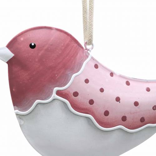 Floristik24 Pakabinamas paukštis baltas, senų rožių asorti metalas 9cm 3vnt