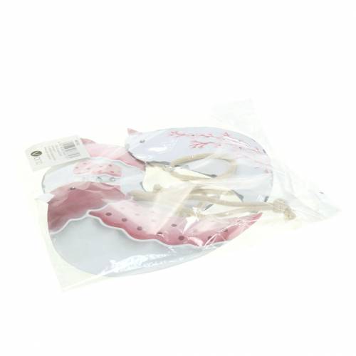 Floristik24 Pakabinamas paukštis baltas, senų rožių asorti metalas 9cm 3vnt