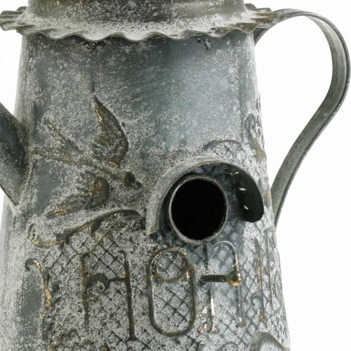 Floristik24 Dekoratyvinis vintažinis paukščių namelis, metalinis dekoratyvinis ąsotis, skirtas pakabinti H28,5 cm