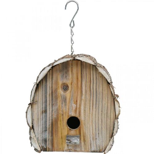 Dekoratyvinė lizdinė dėžė paukščių namas medinis sodo dekoras Natūralus baltas skalbtas H22cm P21cm