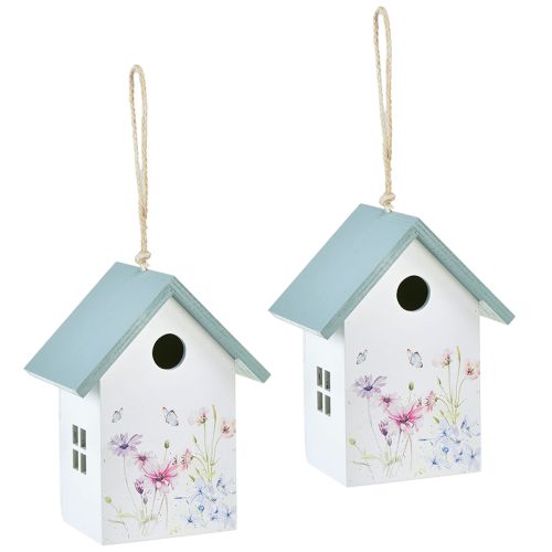 daiktų Paukščių namelio dekoravimas pavasarinis baltas turkis 15x10,5x19cm 2 vnt