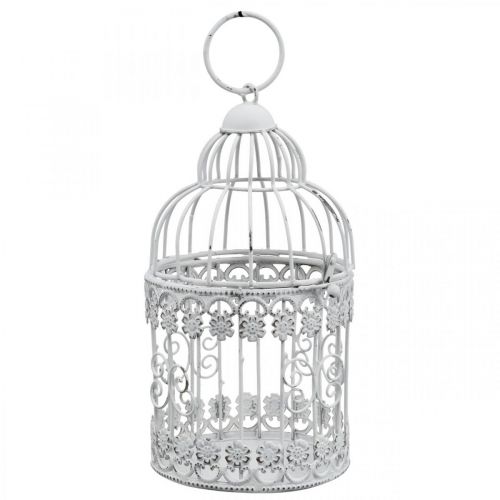 daiktų Deco Aviary Shabby White Bird Cage Metalinė apdaila Ø10cm H17cm