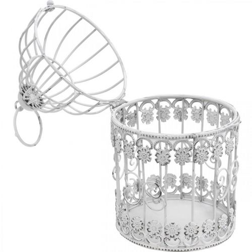 Floristik24 Deco Aviary Shabby White Bird Cage Metalinė apdaila Ø10cm H17cm