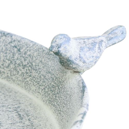 daiktų Paukščių vonelės metalinė dekoracija Širdelė Balta Mėlyna Kabantis Ø21,5cm