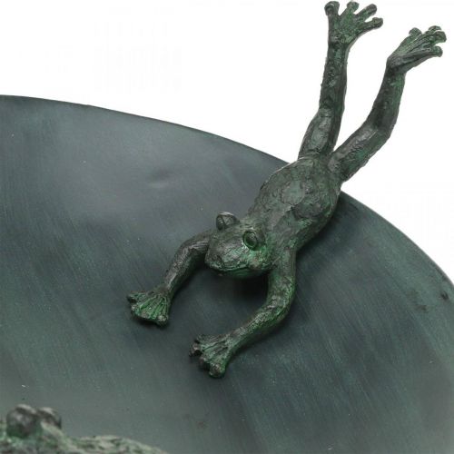 Floristik24 Paukščių vonelė su varlėmis, paukščių vonelė metalinė žalia, antracito antikvarinė išvaizda Ø28,5cm H13,5cm