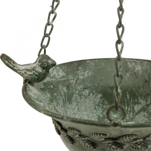 Floristik24 Paukščių vonia kabantis paukščių vonios sodas senovinės išvaizdos pilkas, baltas H47cm