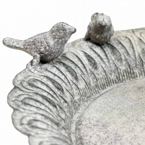 Floristik24 Paukščių vonelė ant netauriojo metalo pilka, balta skalbta Ø28,3cm H26,5cm