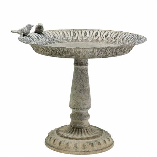 Floristik24 Paukščių vonelė ant netauriojo metalo pilka, balta skalbta Ø28,3cm H26,5cm