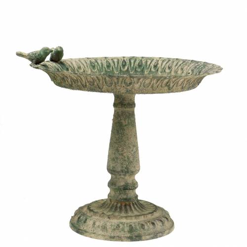 Floristik24 Paukščių vonelė ant netauriojo metalo antikvarinio samanų žalios smėlio spalvos Ø28,3cm H26,5cm