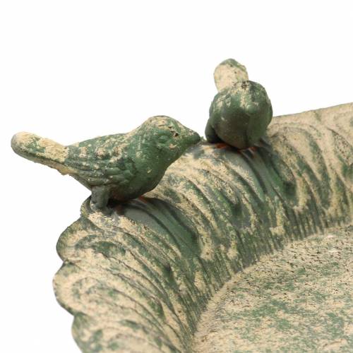 Floristik24 Paukščių vonelė ant netauriojo metalo antikvarinio samanų žalios smėlio spalvos Ø28,3cm H26,5cm