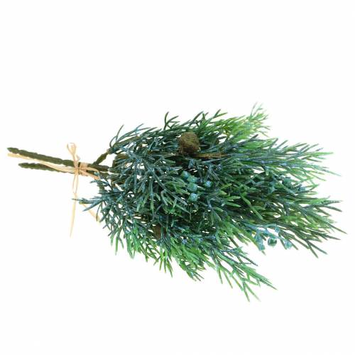 daiktų Dekoratyvinė kadagio šakelė su kūgiais žalia, mėlyna skalbta 25cm 2 vnt