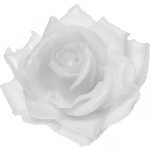 Vaškinė rožė balta Ø10cm Vaškuota dirbtinė gėlė 6vnt