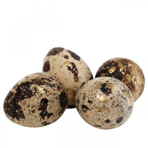 Floristik24 Putpelių kiaušiniai Deco Blown Eggs Nature/Gold 3cm 12vnt