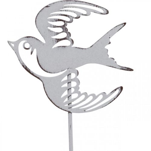 Kregždutės dekoracija, sienų apdaila iš metalo, paukščiukai pakabinti balti, sidabrinis skurdus prašmatnus H47,5 cm
