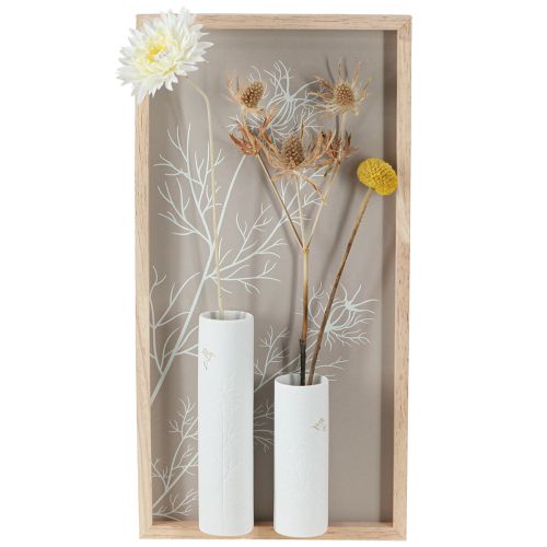 daiktų Sienų apdaila Freska Medienos Mini Vazos Keraminės Baltos H35cm
