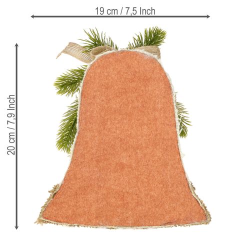 daiktų Sienų dekoracija Kalėdinis varpelis džiuto spalvos, įvairūs, aukštis 20 cm, 2 vnt.