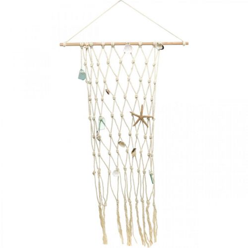 Žvejybos tinklas su flotsam, jūrinio kriauklių apdaila, sienų apdaila L95cm P50cm