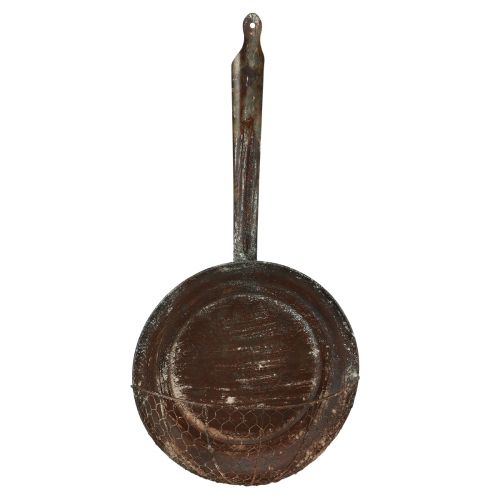daiktų Sienų apdaila metalinis dekoratyvinis krepšelis rūdžių dekoratyvinė keptuvė ruda H58cm