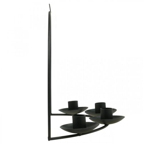 daiktų Sieninis žvakių laikiklis Juodas metalinis žvakių laikiklis 35×24cm