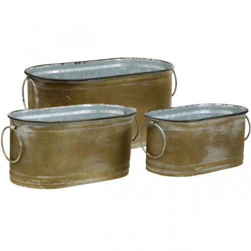 daiktų Komplektas Planter Metal Tub Vintage Retro L22.5cm/27cm/31cm