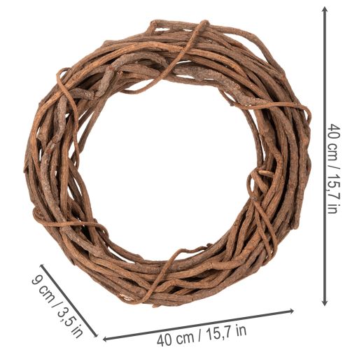 Natūralus gluosnio vainikas kaip amatų vainikas floristikai, 40 cm | Floristik24.lt