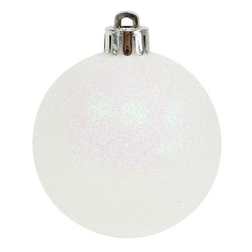 Floristik24 Kalėdinis rutulys baltas vaivorykštis Ø3,5cm - Ø5,5cm 30vnt