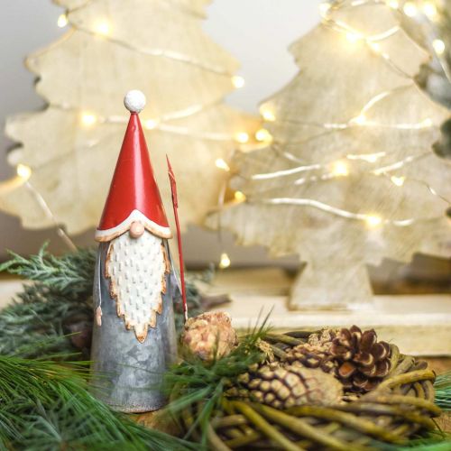Floristik24 Kalėdinis elfas su žvaigždute 18cm raudonas, pilkas metalinis 2vnt
