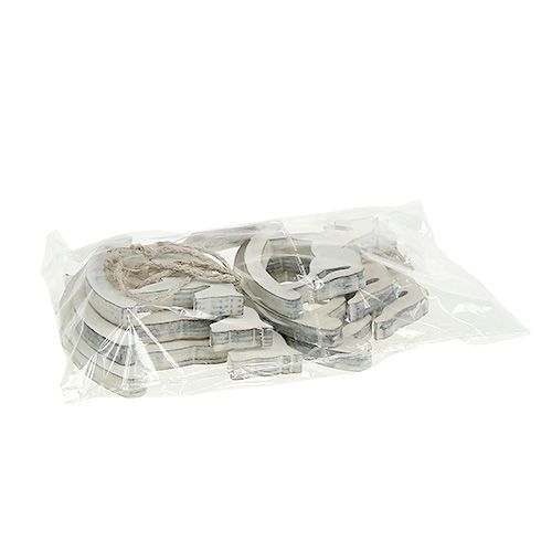 Floristik24 Kalėdinė puošmena arkliukas baltas skalbtas 12cm 6vnt