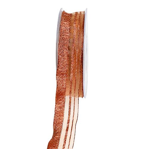 Floristik24 Kalėdinė juostelė su vario juostelėmis 25mm 20m