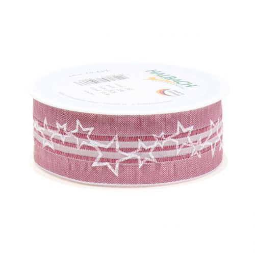 Floristik24 Kalėdinė juostelė su žvaigždute sena rožinė 35mm 15m