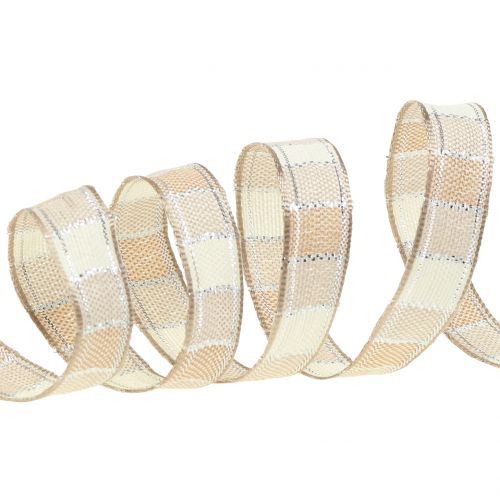 Floristik24 Kalėdinės juostelės kremas 15mm 15m