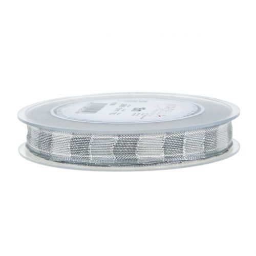 Floristik24 Kalėdinė juostelė pilka 15mm 15m
