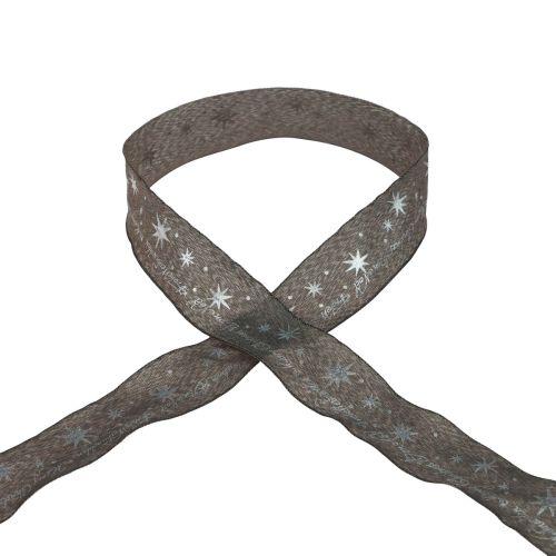Floristik24 Kalėdinė juostelė dovanų juostelė Kalėdinė ruda 40mm 20m