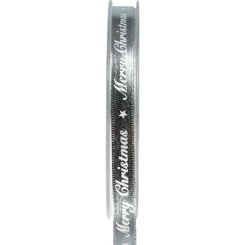 Floristik24 Kalėdinė juostelė Linksmų Kalėdų juostelė Sidabrinė Balta 10mm 20m