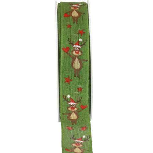 daiktų Kalėdinė juostelė šiaurės elnio žalia kalėdinė juostelė 25mm 20m
