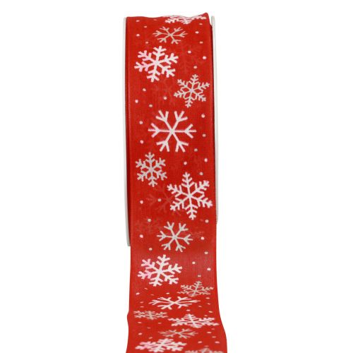 Kalėdinė juostelė raudonos snaigės dovanų juostelė 40mm 15m