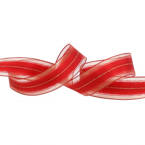 daiktų Kalėdinė juostelė su skaidriomis lurekso juostelėmis raudona 25mm 25m
