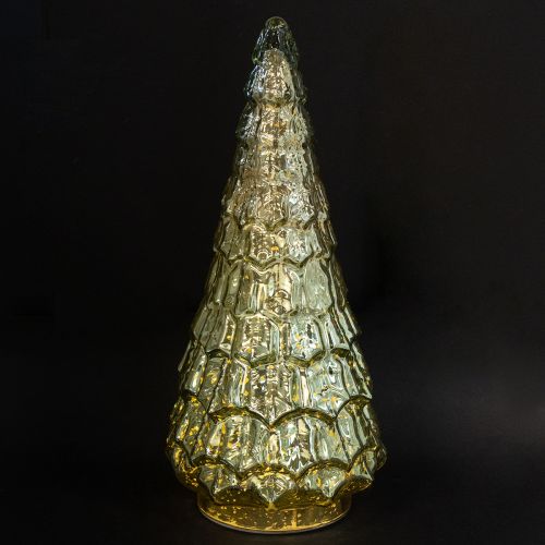 Floristik24 Kalėdinė eglutė su LED apšvietimu, vintažinio žalio aukso spalvos, 38 cm