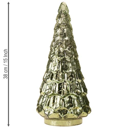 daiktų Kalėdų eglutė su LED apšvietimu, vintažinio žalio aukso spalvos, 38 cm
