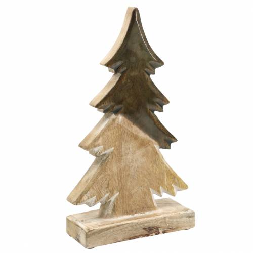 Floristik24 Medžio eglės glazūruota natūrali, balta mango mediena H29cm