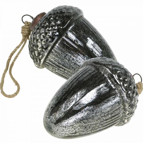 daiktų Vintažinė eglutės puošmena gilė stiklas kalėdinis pakabukas H14cm Ø10cm 2vnt