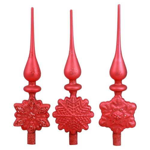 Floristik24 Kalėdų eglutės antgalis raudonas Kalėdų eglutės viršaus stiklas H34cm 1 vnt