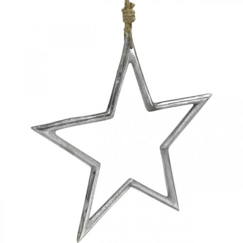 daiktų Kalėdų puošmena žvaigždė, advento puošmena, žvaigždžių pakabukas sidabrinis P24,5cm